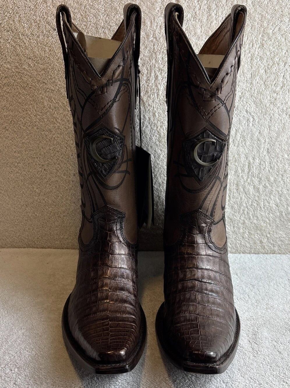 Cuadra Men's Brown Caiman Leather Narrow Square Toe US Size 8 EE 68062